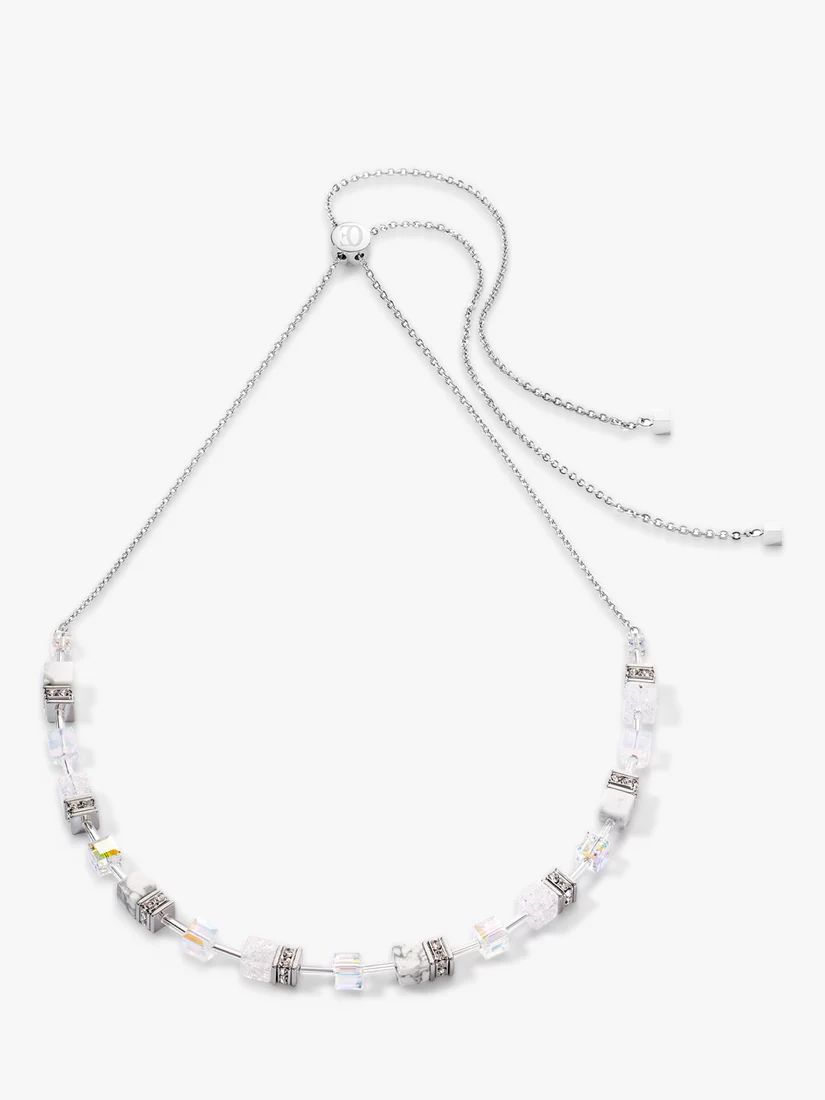 COEUR DE LION Multi Stone and Swarovski Crystal Toggle Necklace, Silver/White | John Lewis (UK)