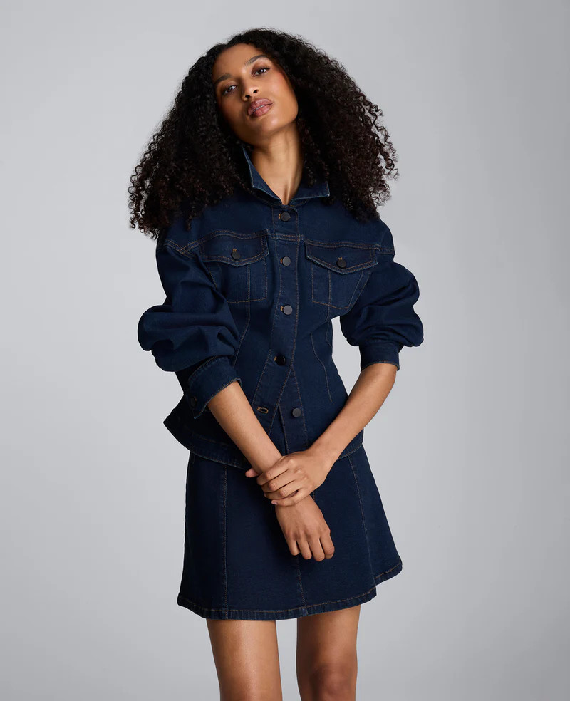 Long Sleeve Denim Corset Trucker Jacket | Kenneth Cole