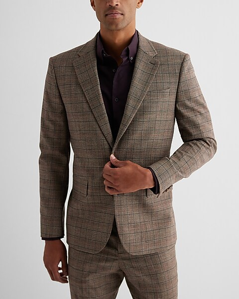 Slim Plaid Flannel Suit Jacket | Express