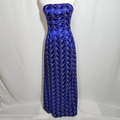 Jessica McClintock Juniors Size 4 Strapless Blue Sapphire Silver Maxi Dress Prom | eBay | eBay US