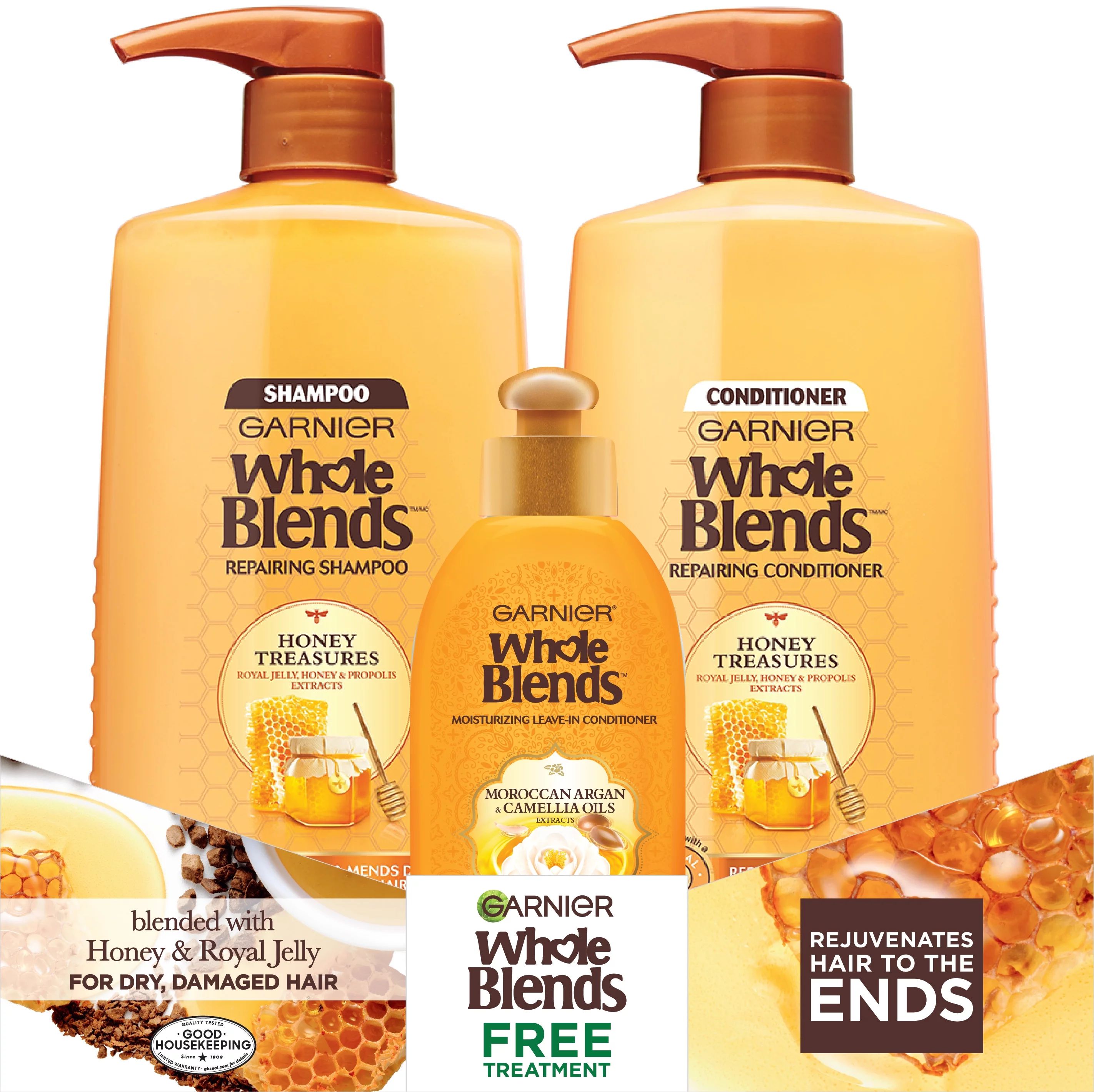 ($16 Value) Garnier Whole Blends Honey Treasures Repairing Holiday Kit, 3-Piece, Shampoo, Conditi... | Walmart (US)