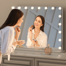 Hollywood Vanity Mirror With Speaker And Lights Bulbs Light Colors Adjustable Brightness USB Charging Port Tabletop Or Wall Mountable Beauty Mirror | SHEIN