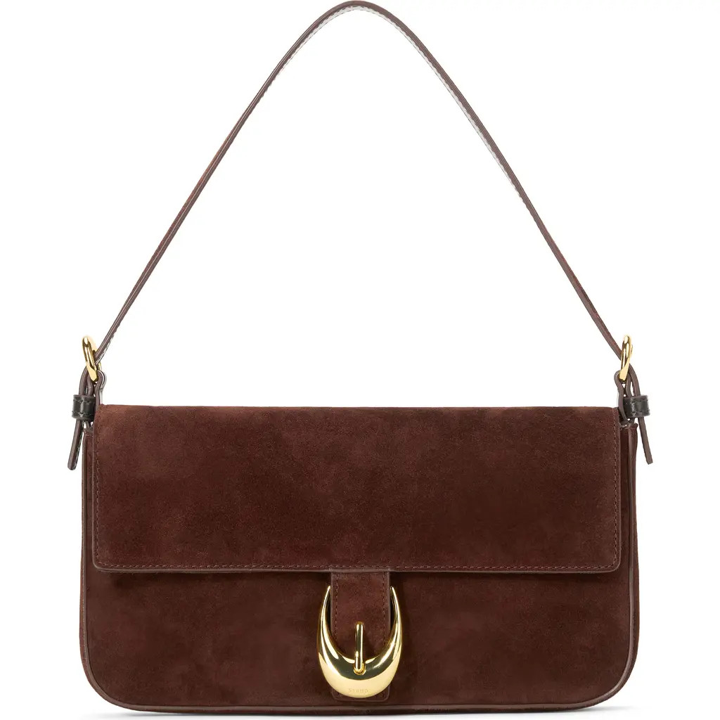 STAUD Harlow Suede Shoulder Bag in Mahogany at Nordstrom | Nordstrom