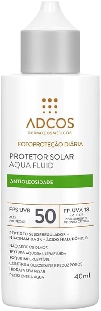 ADCOS, Protetor Solar Facial Adcos Aqua Fluid FPS50 Incolor 40ml | Amazon (BR)