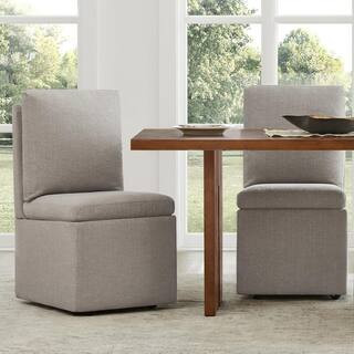 SPRUCE & SPRING Barnaby Upholstered Birch Dining Chair with Casters and Storage Space for Dining ... | The Home Depot