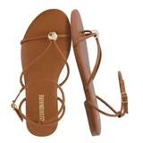 Cushionaire Tory Strappy Flat Sandals for Women, Toe Ring Sandals with Adjustable Buckle Ankle St... | Walmart (US)