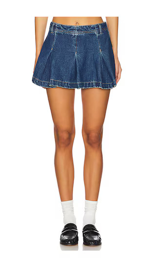 Madison Ave Denim Mini Skirt in Wandering Eyes | Revolve Clothing (Global)