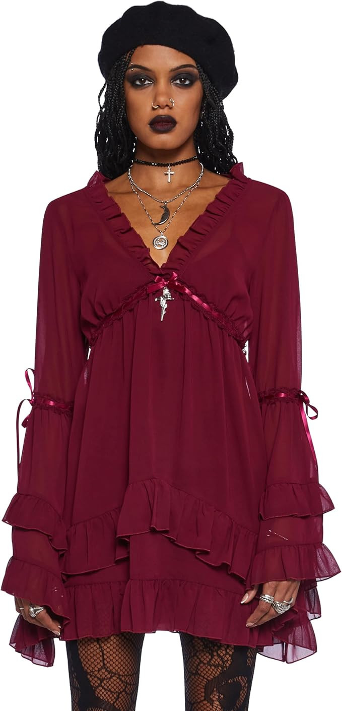 Dolls Kill Sugar Thrillz Heavenly Chiffon Mini Dress | Amazon (US)