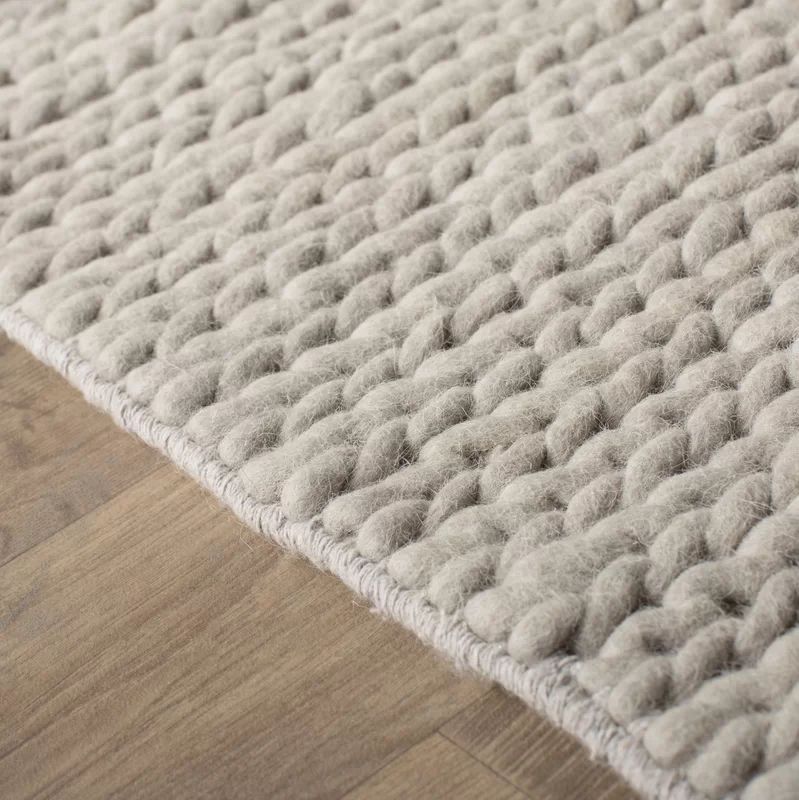 Dunfee Chunky Wool Cable Off White Area Rug | Wayfair North America