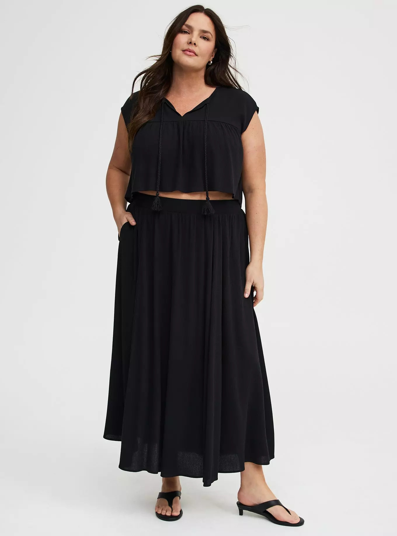 Crinkle Gauze Crop Top & Maxi Skirt Set | Torrid (US & Canada)
