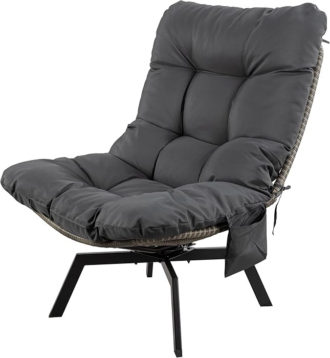 Shintenchi Outdoor Wicker Swivel Chair,Grey Rattan Patio Rotating Chair with Cushion,360° Rotati... | Amazon (US)