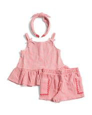 Toddler Girls 2pc Gingham Tank And Shorts Set With Headband | TJ Maxx