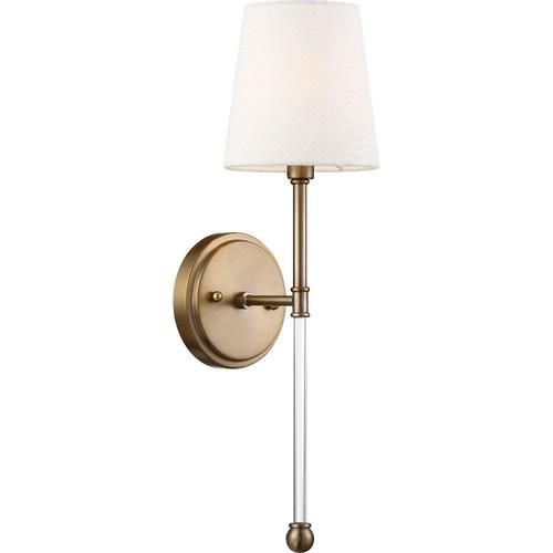 5.5-in W 1-Light Burnished Brass and White Wall Sconce | Lowe's