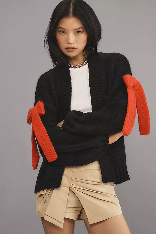 Maeve Chunky Bow Cardigan Sweater | Anthropologie (US)