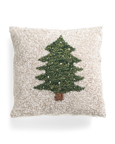 16X16 Embroidered Christmas Tree Beaded Pillow | TJ Maxx