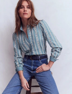 Boden Women's Cara Denim Shirt in Blue | Size 8 | Boden (US)