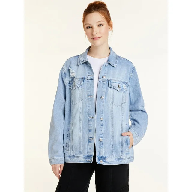 Madden NYC Women's Oversized Denim Jacket, Sizes XS-XXXL | Walmart (US)
