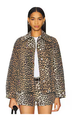 Ganni Print Denim Jacket in Leopard from Revolve.com | Revolve Clothing (Global)
