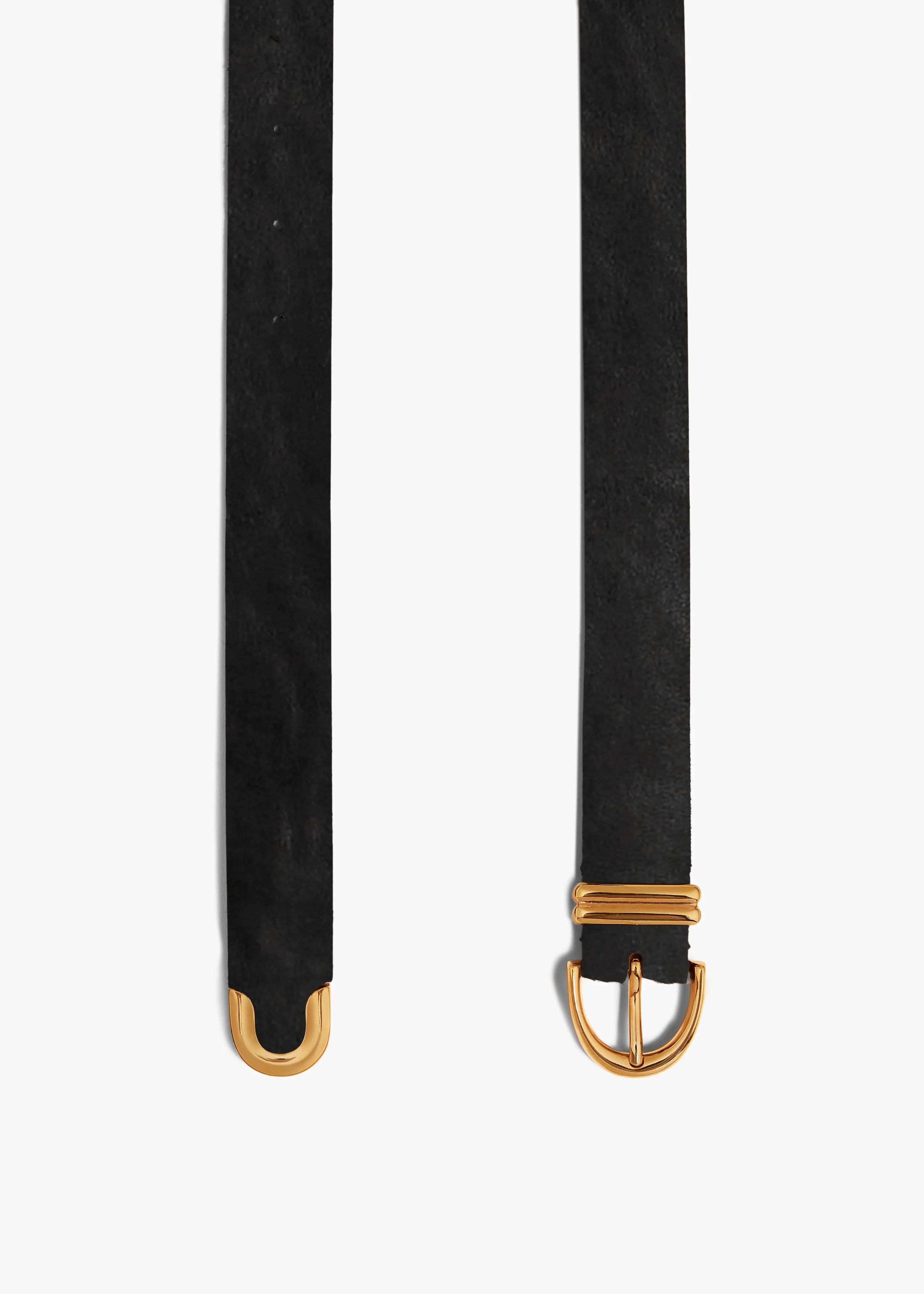 Bambi Belt in Black Leather with Gold | Khaite