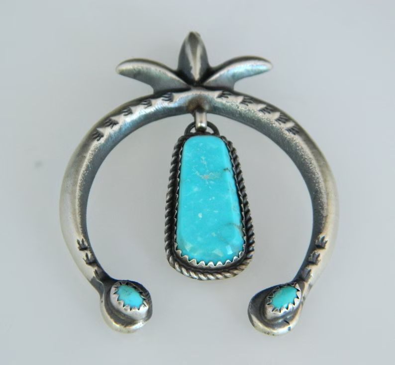 Native American Navajo Turquoise Sterling Silver Handmade Naja - Etsy | Etsy (US)