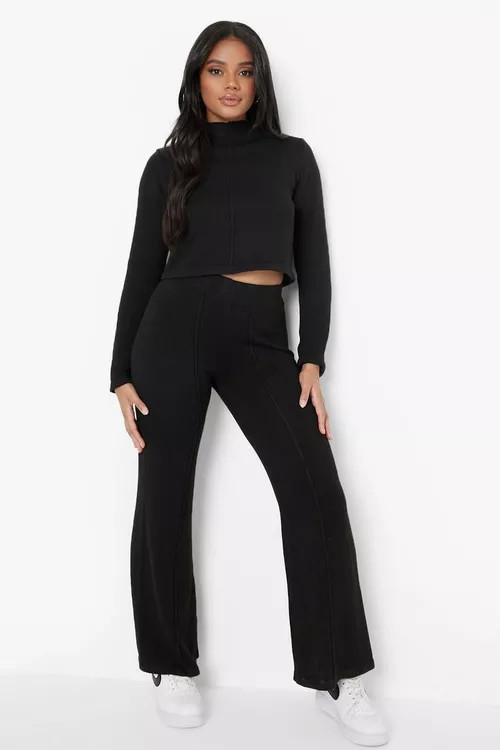 Petite Recycled Seam Detail Flare Co-Ord | Boohoo.com (US & CA)