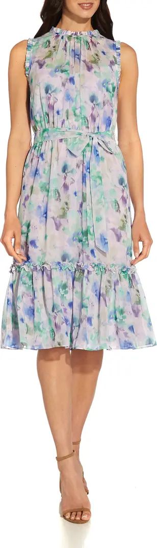 Adrianna Papell Watercolor Floral Print Chiffon Dress | Nordstrom | Nordstrom