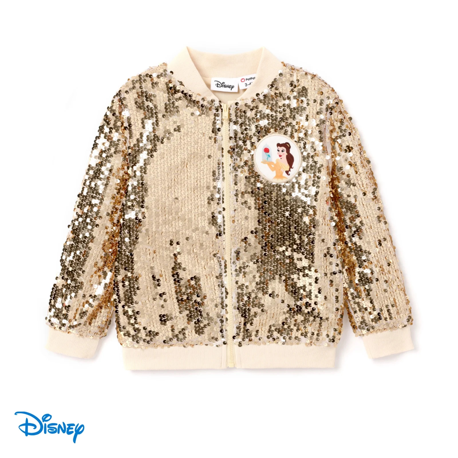 Disney Princess Toddler Girls Bomber Jacket Aurora Belle Cinderella Jasmine Sequin Zip Up Coat Ja... | Walmart (US)