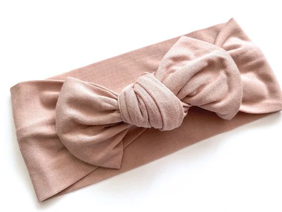 Dusty Pink Top Knot Knotted Bow Stretch Knit Headband Dusty | Etsy | Etsy (US)