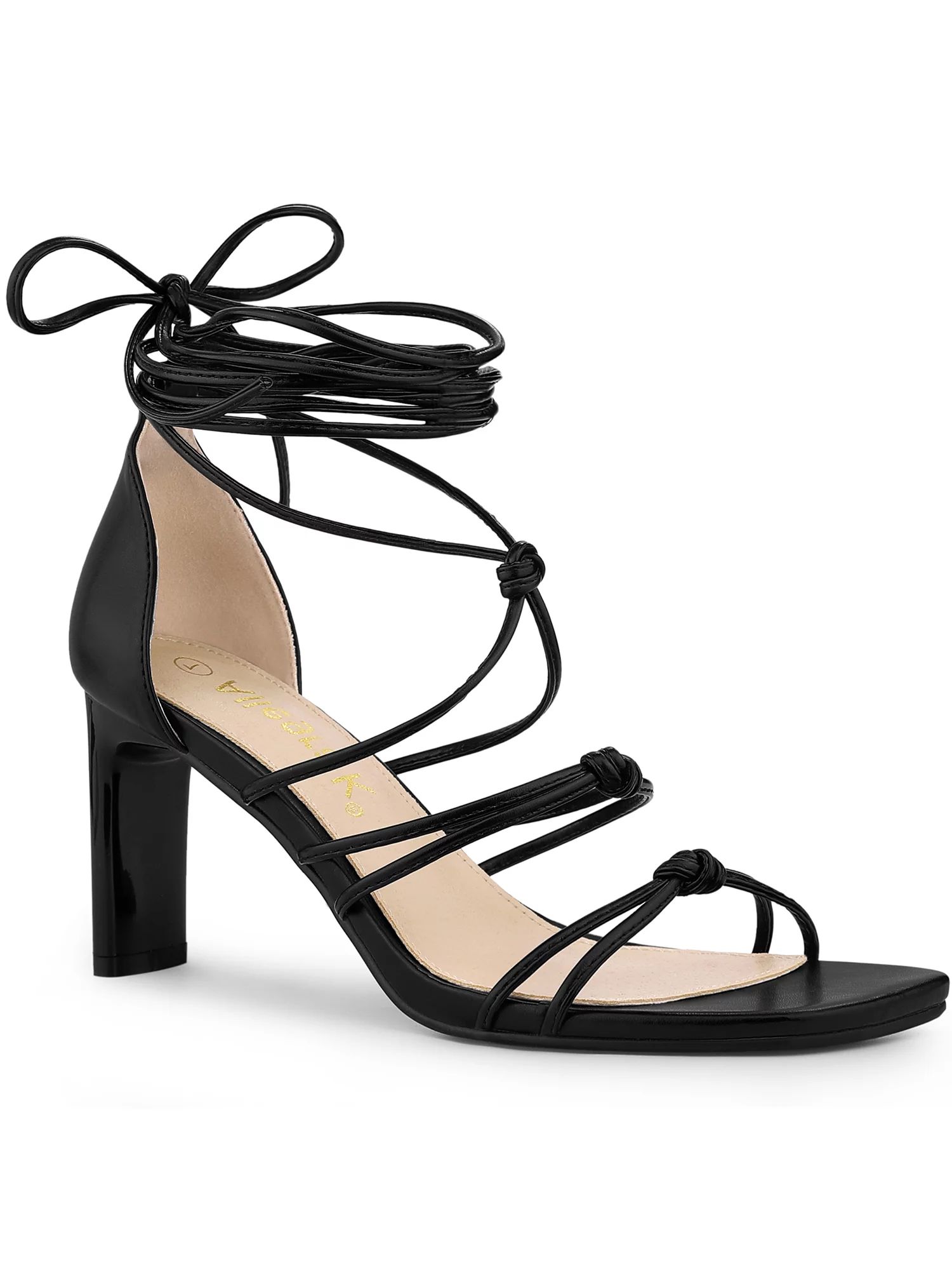 Allegra K Women's Lace Up Strappy Chunky High Heels Sandals | Walmart (US)
