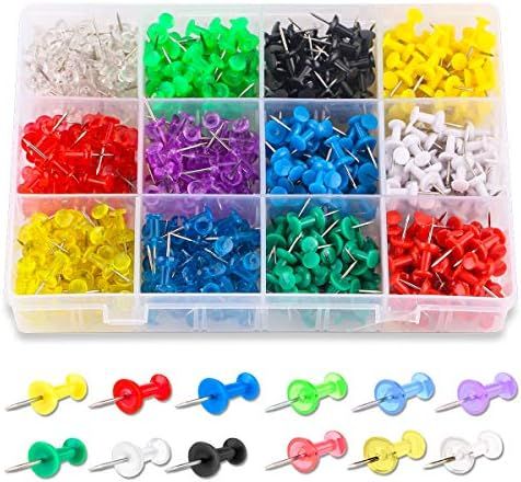 Amazon.com: Yalis Push Pins Color Thumb Tacks 600-Count Standard Pins Steel Point and Colored Pla... | Amazon (US)