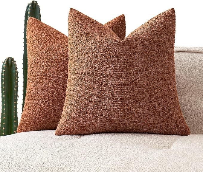 MIULEE Set of 2 Rust Fall Throw Pillow Covers 18x18 Inch Decorative Couch Pillow Covers Textured ... | Amazon (US)