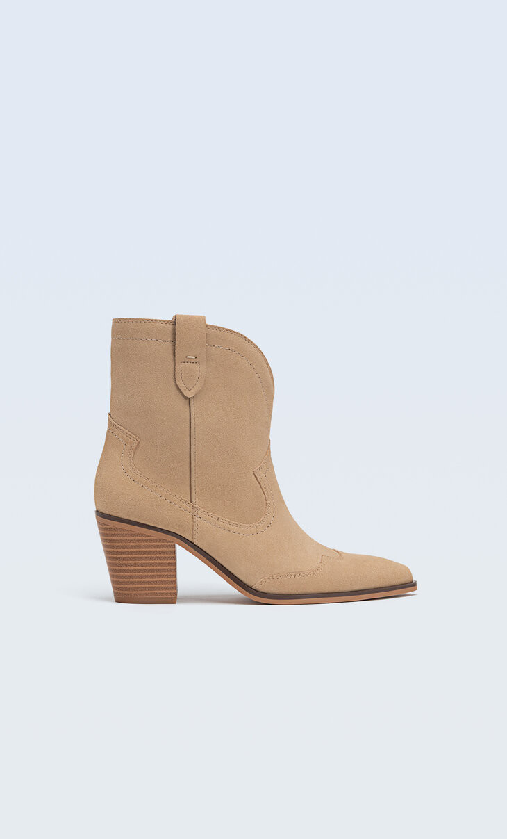 Leather cowboy ankle boots | Stradivarius (UK)