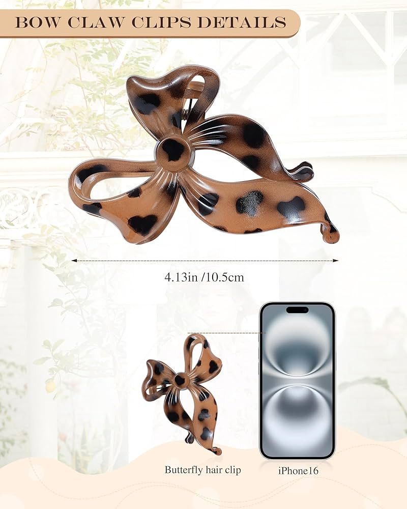 4 PCS Bow Hair Clips Bow Claw Clip for Women, Large Hair Claw Clips for Thin Thick Long Hair Cute... | Amazon (US)