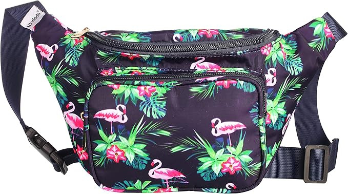 Pattern Floral Print Fashion Fanny Pack Women 80s Festival Hologram Hiking Travel Waist Bags,Flam... | Amazon (US)