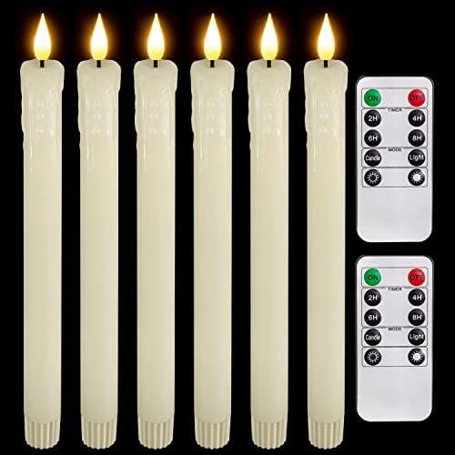 GenSwin Flameless Ivory Taper Candles Flickering with 10-Key Remote, Battery Operated Led Warm 3D... | Amazon (US)