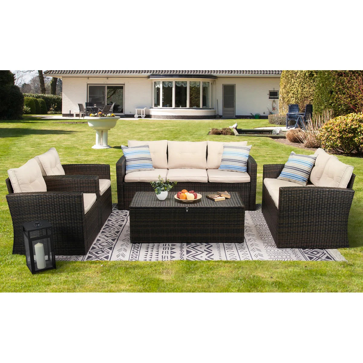 Barrada 5 Piece Rattan Sofa Seating Group with Cushions | Wayfair North America