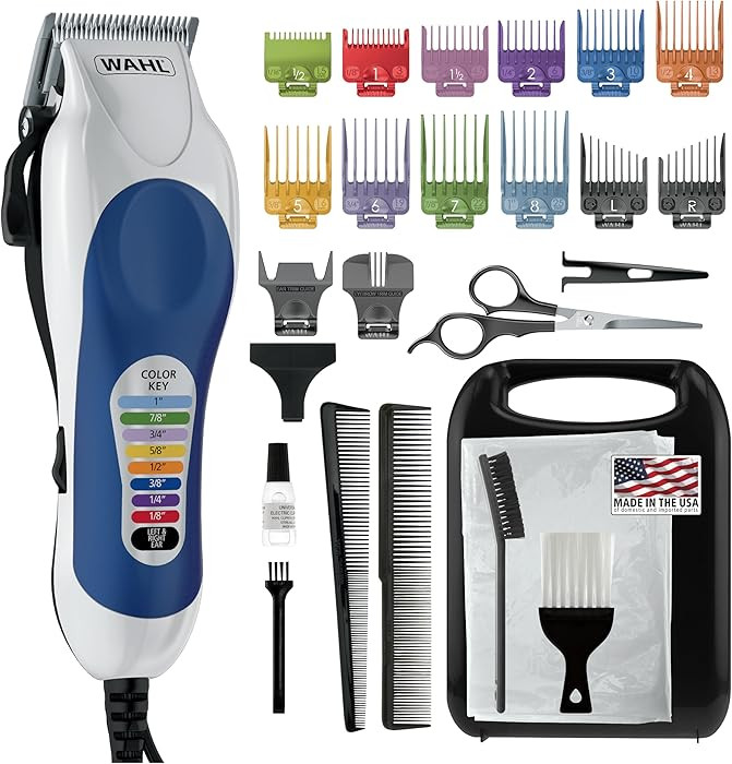 Wahl Clipper USA Color Pro Complete Haircutting Kit with Easy Color Coded Guide Combs - Corded Cl... | Amazon (US)