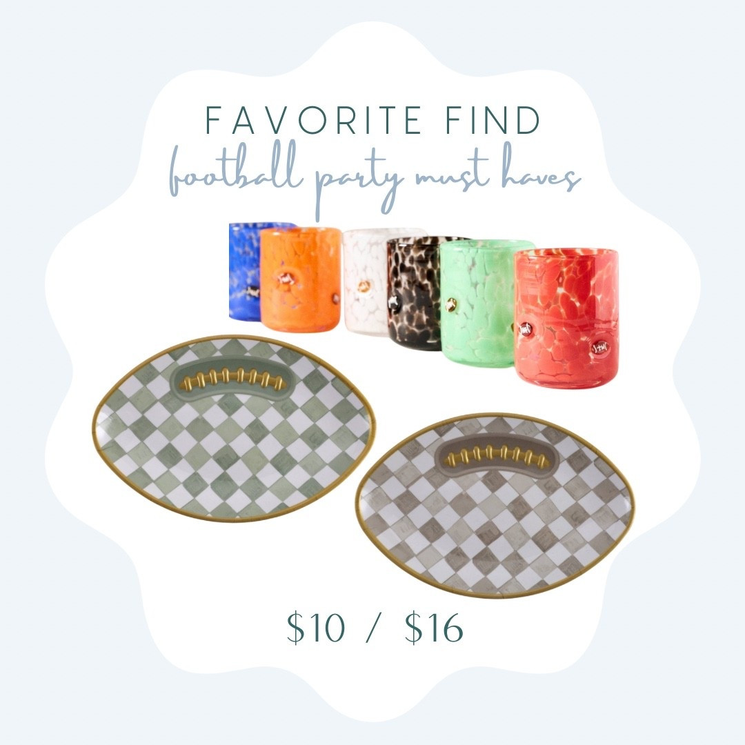 Host the cutest football watch party with these platters and glassware! 

Football, tailgate party, football theme party, watch party, juice glasses, icon glasses, Sunday funday party
