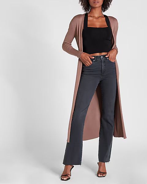 Ribbed Belted Duster Cardigan | Express