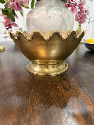 Hollywood Regency Solid Brass Scalloped Crown Pedestal Bowl, Made in India | eBay US