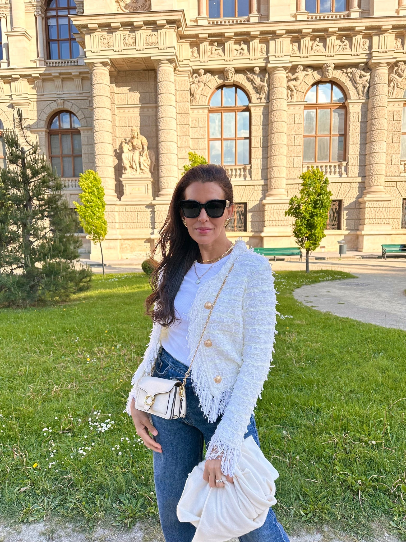 Size s in cardigan, 27 in jeans. 

#LTKOver40 #LTKSeasonal