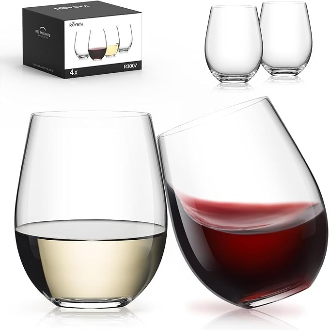 LUNA & MANTHA Stemless Wine Glasses Set of 4, Crystal Red White Wine Glasses for Daily Use, Hosti... | Amazon (US)