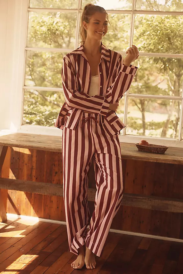 Florie Stripe Cotton Pajama Set | Anthropologie (US)