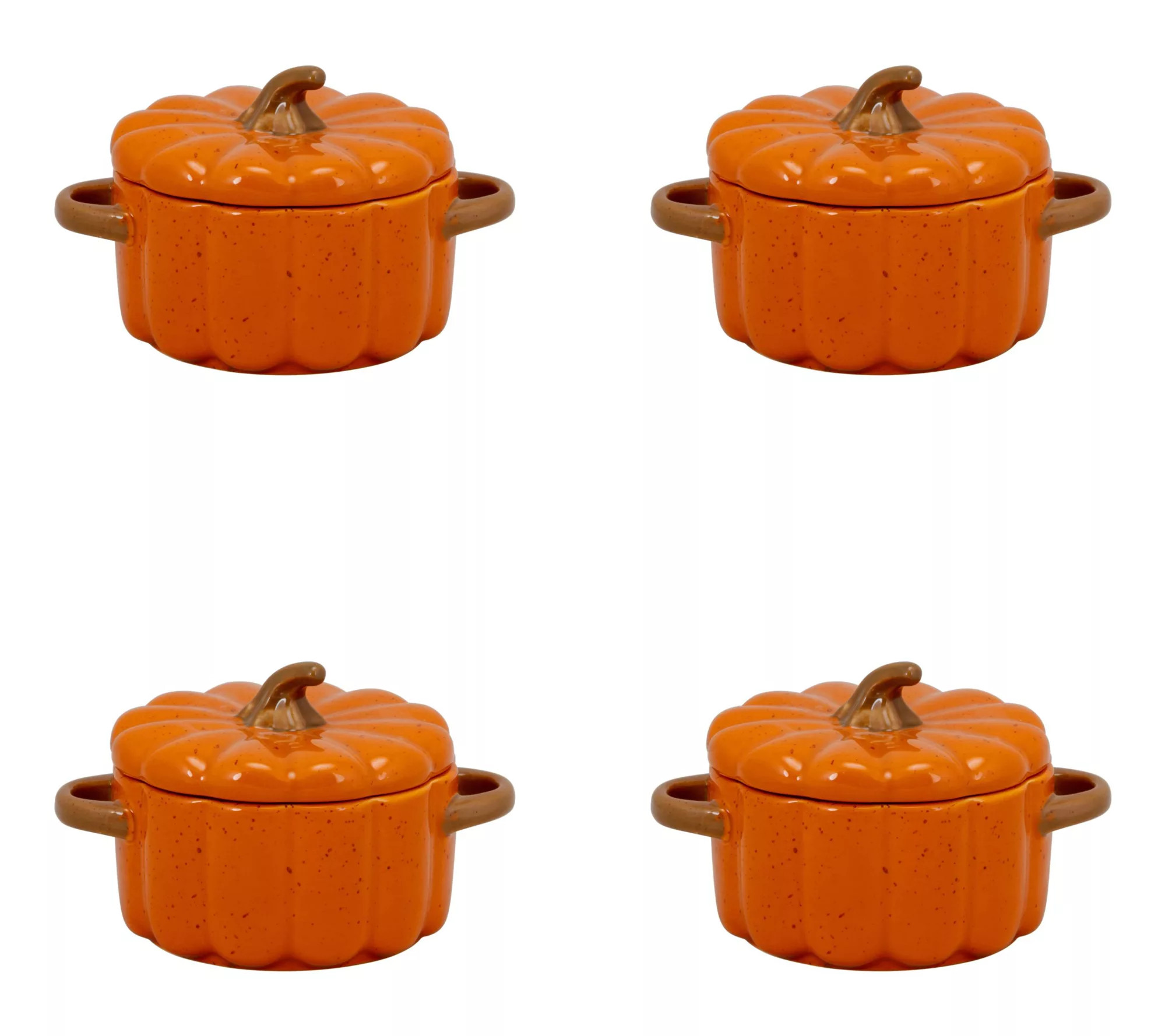 10 Strawberry Street Set of (4) 4"Pumpkin Stoneware Tureens - QVC.com | QVC