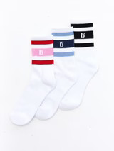 3 Pack Half Crew Stripe Sock - Story Stripe | Buffbunny