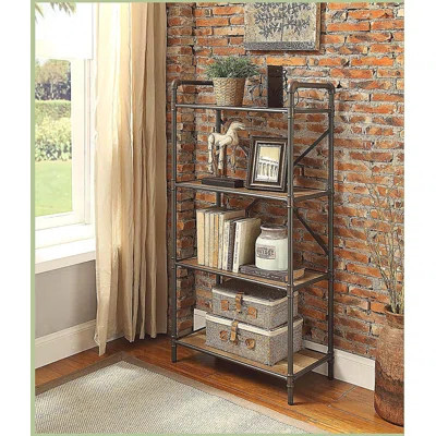 Antique Oak & Sandy Gray Finish Bookshelf | Wayfair North America