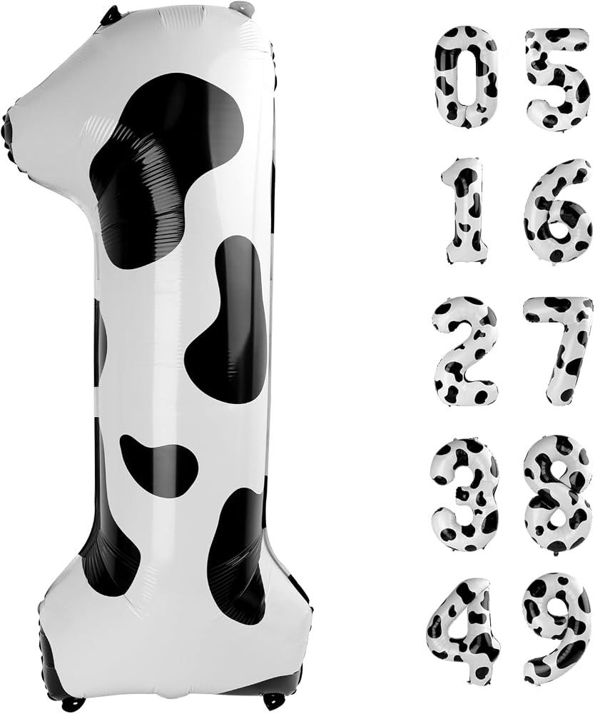 Cow Print Number Balloon Birthday Decorations, 40 inch Number balloon 0-9(Zero-Nine), Cow Balloon... | Amazon (US)