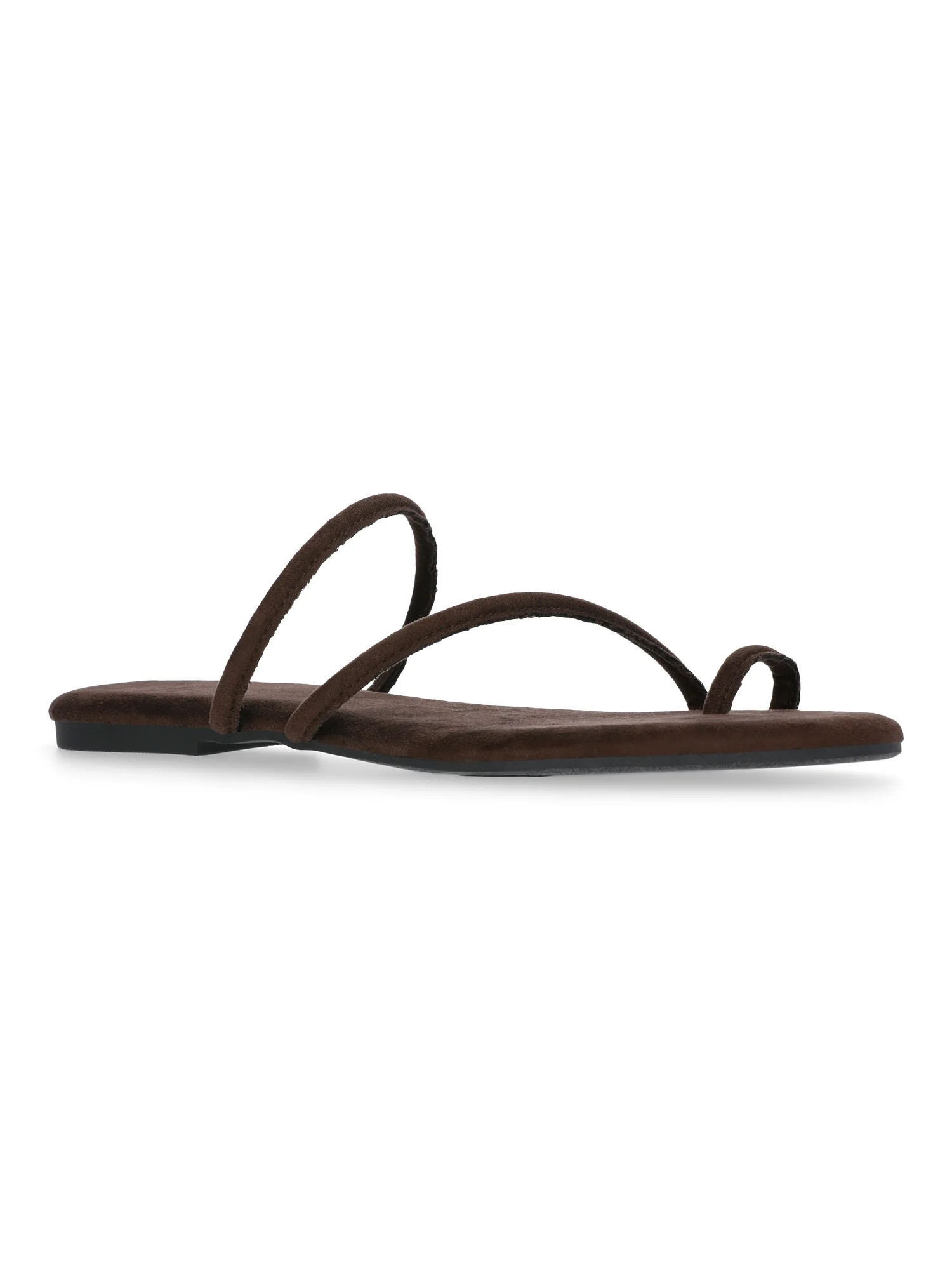 Time and Tru Women's Faux Suede Barely There Toe Loop Sandals | Walmart (US)