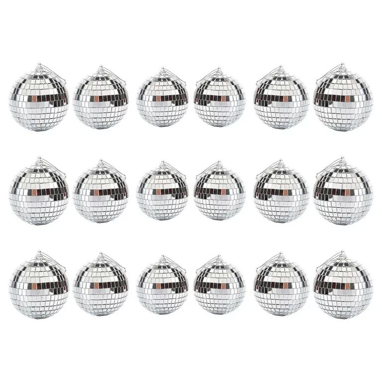 Tinksky 18pcs Mirror Disco Ball Hanging Ornaments Silver Disco Mirror Ball Xmas Tree Decoration | Walmart (US)