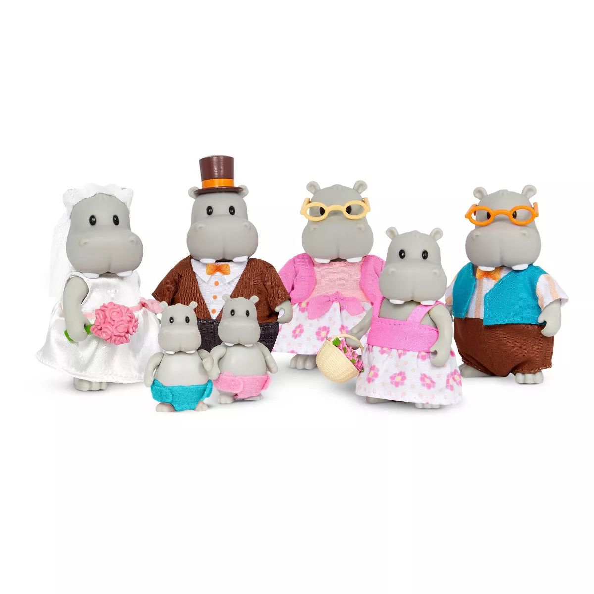Li'l Woodzeez Pitterpotemus Hippo Family Small Figurines Wedding Set | Target